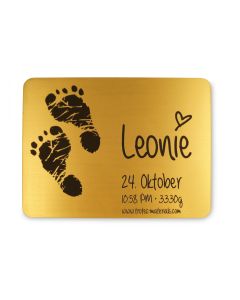 Engraved plastic sign, metallic optics, matte 10 x 1 cm, 1.6 mm thick, bicolored