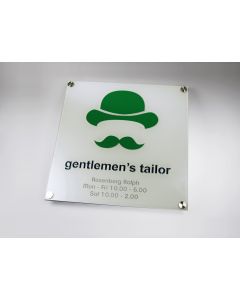 Engraved sign made from acrylic glass 10 x 1 cm, 1.6 mm thick, bicolored