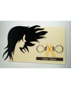 Engraved sign made from colored acrylic glass 5 x 2 cm, 3 mm thick, bicolored